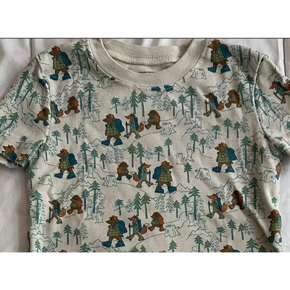 LL Bean Hiking Bears Summer Pajamas Organic Cotton Sz 5-6 - Picture 2 of 3